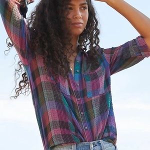 Pilcro Relaxed Plaid Button Down